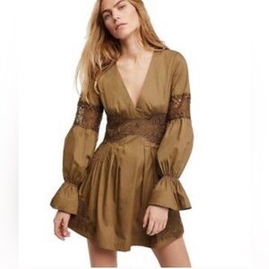 Free People Lindsey mini dress olive green